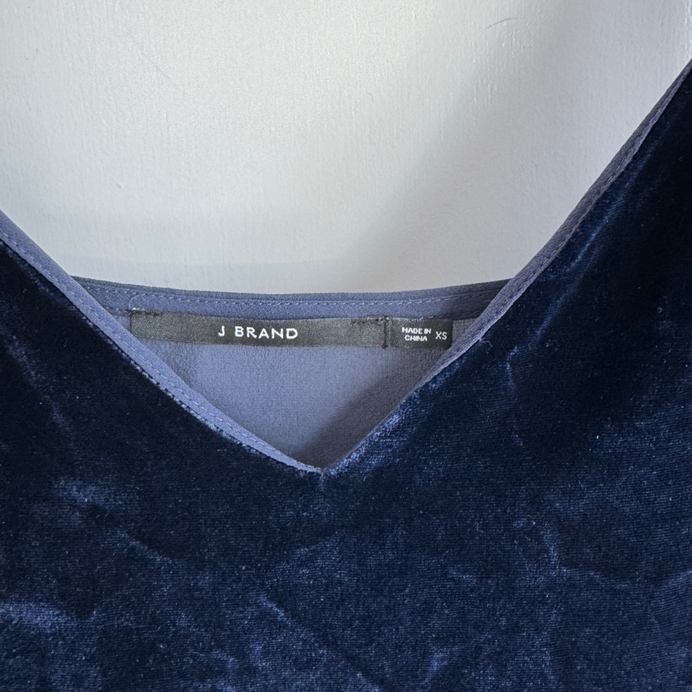 J Brand Lucy Velvet And Silk-georgette Camisole - Blue - Picture 3 of 5